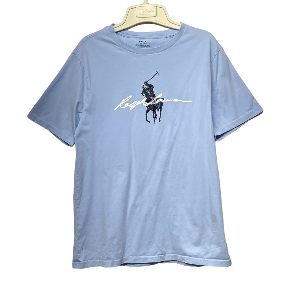 Polo Ralph Lauren Boys Light Blue Graphic Tee Shirt‎ Size XL